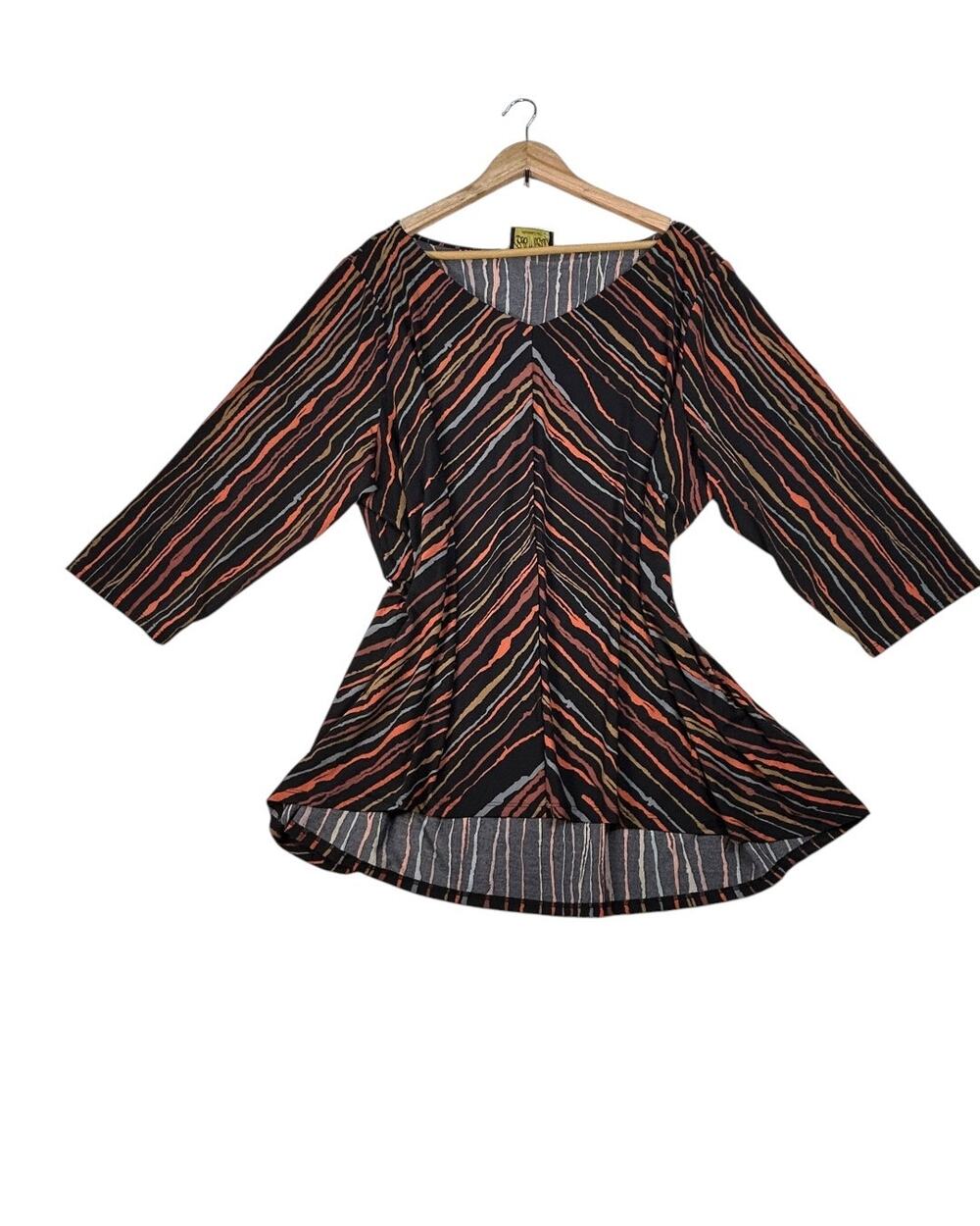 Bob Mackie Wearable Art Women’s 3X Abstract Stripe Tunic Top New With Tags